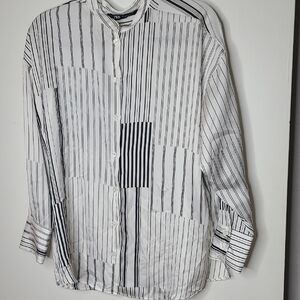 Zara Black and White Striped Shirt